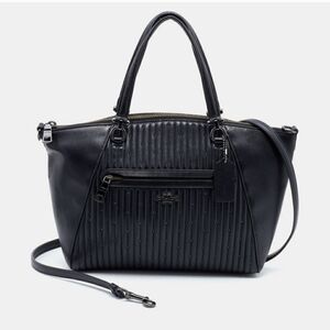 COACH Black Quilted Leather Studded Prairie Satchel